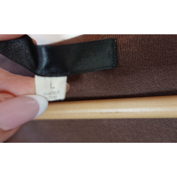 Lace Up Bodysuit Womens Large Brown Gold Long Sleeve Eyelet Grommet Stretchy Top - Picture 5 of 7